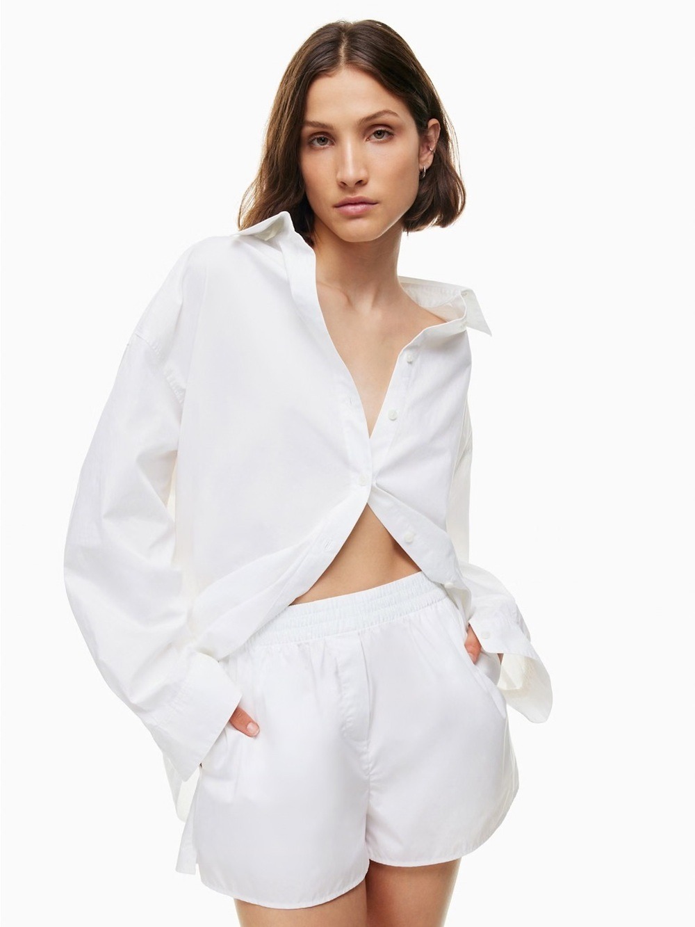 Babaton Essential Oversized Shirt White Size Small Aritzia